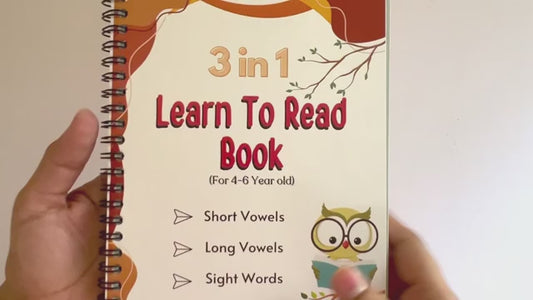 3 in 1 Learn to Read Book for Kids. Includes Short Vowels, Long Vowels and Sight Words.